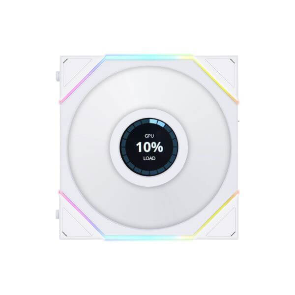 Lian Li UNI Fan TL LCD RGB 120mm Reverse Blade White Cabinet Fan, Triple Pack